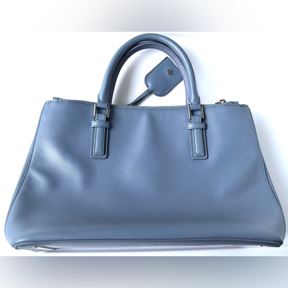 Tory Burch Robinson Saffiano Leather Double Zip 2 Way Tote Crossbody Bag in Blue - Picture 5 of 10